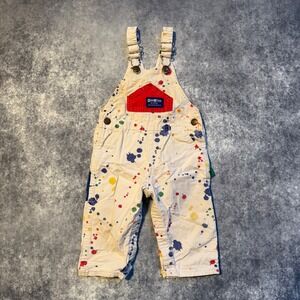 Vintage OshKosh B'gosh Kids Overall Pants Paint Splatter Denim Size 24 Months